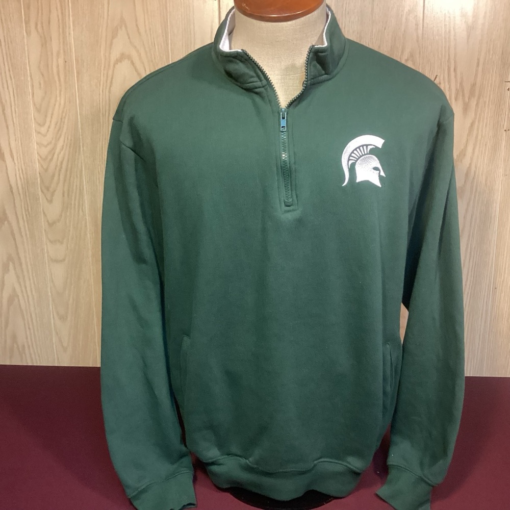 Colosseum Michigan State Spartans 1/4 zip Green White sweatshirt Mens size large
